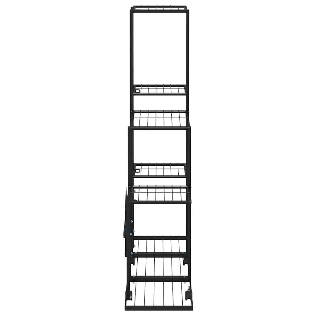 Blumenständer auf Rollen 94,5x25x92,5 cm Schwarz Metall