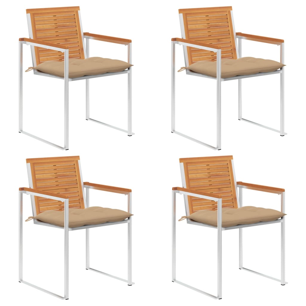 Gartenstühle 4 Stk. mit Kissen Massivholz Akazie