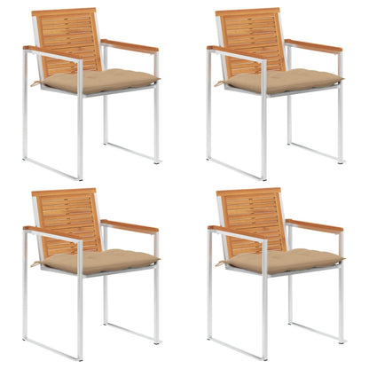 Gartenstühle 4 Stk. mit Kissen Massivholz Akazie