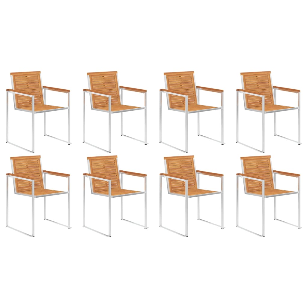 Gartenstühle 8 Stk. mit Kissen Massivholz Akazie