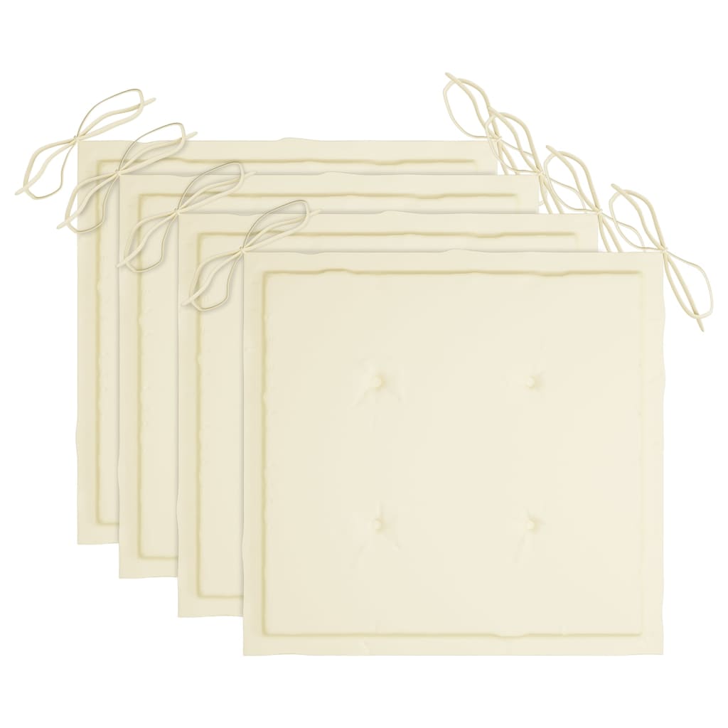 4 Stk. Gartenstühle mit Kissen Massivholz Teak