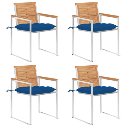 Gartenstühle 4 Stk. mit Kissen Massivholz Teak