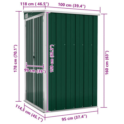 Anbauschuppen Grün 118x100x178 cm Verzinkter Stahl