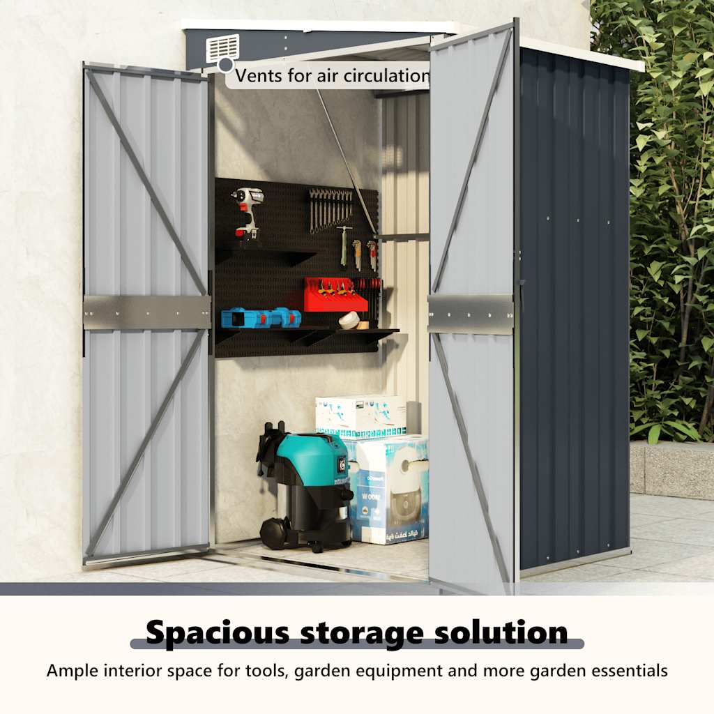 Anbauschuppen Anthrazit 118x100x178 cm Verzinkter Stahl