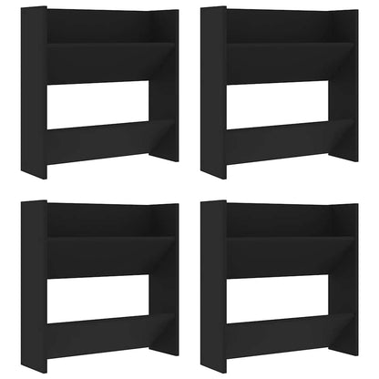 Wand-Schuhschränke 4 Stk. Schwarz 60x18x60 cm Holzwerkstoff