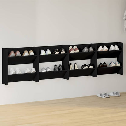 Wand-Schuhschränke 4 Stk. Schwarz 60x18x60 cm Holzwerkstoff