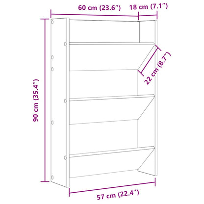 Wand-Schuhschrank Weiß 60x18x90 cm Holzwerkstoff