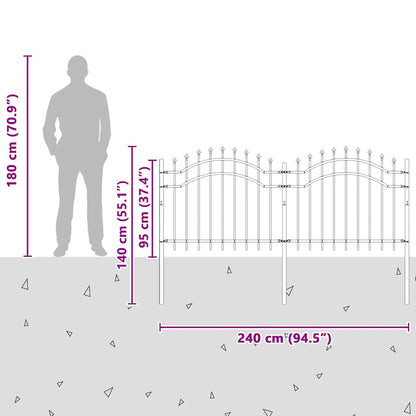 Gartenzaun Woerden mit Speerspitze Schwarz 240 x 100 cm Stahl