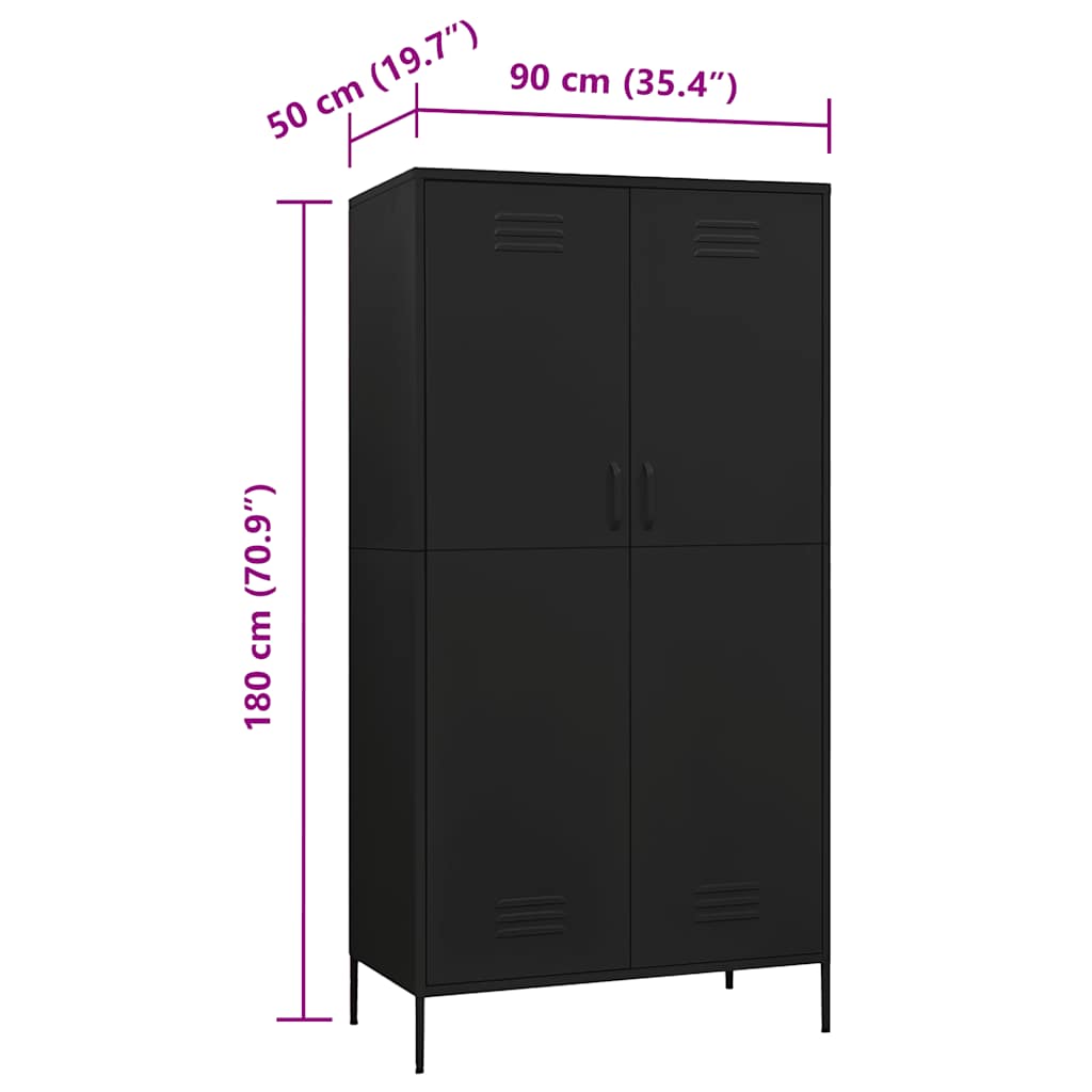 Kleiderschrank Schwarz 90x50x180 cm Stahl