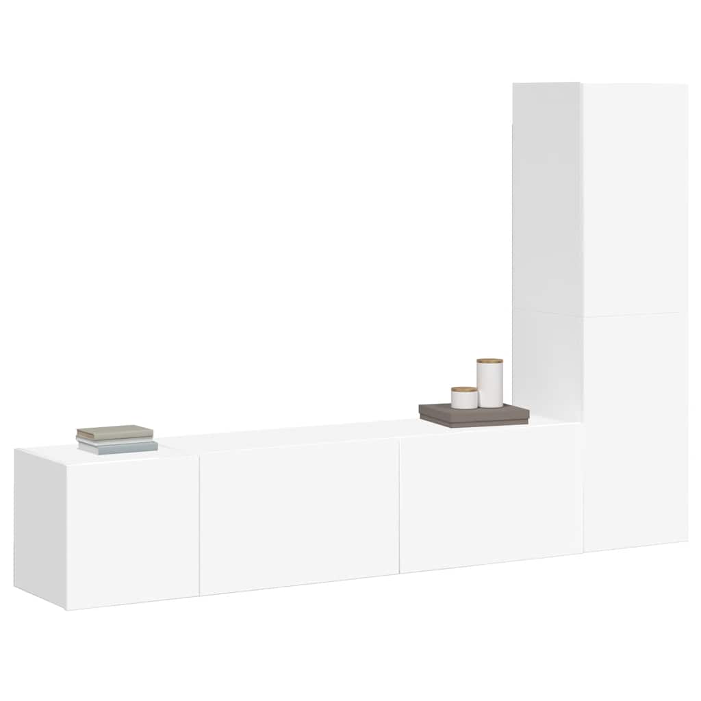 3-tlg. TV-Schrank-Set Weiß Holzwerkstoff