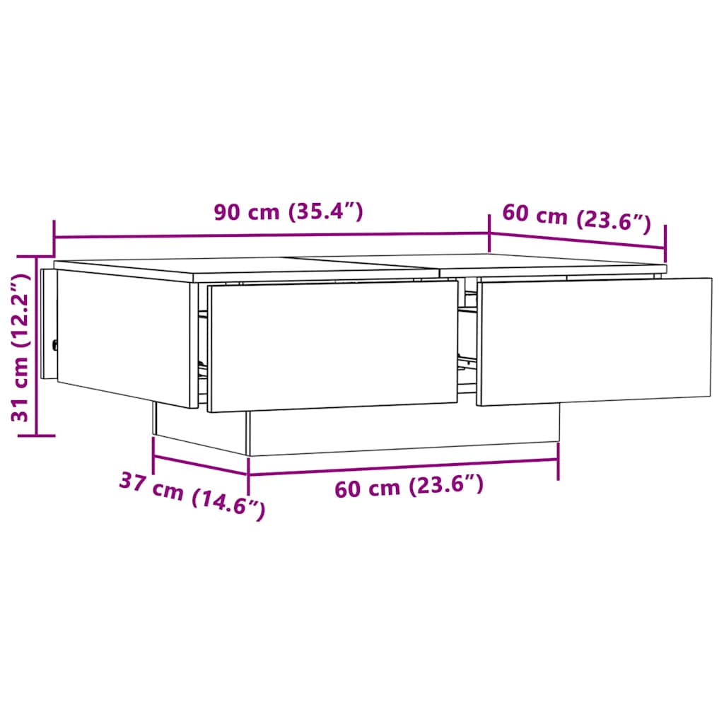 Couchtisch Sonoma-Eiche 90x60x31 cm Holzwerkstoff