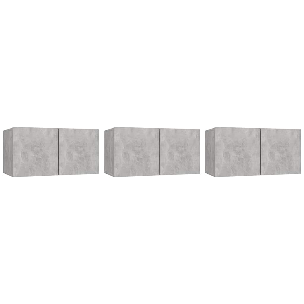 TV-Hängeschränke 3 Stk. Betongrau 60x30x30 cm