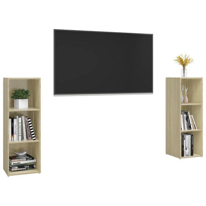 TV-Schränke 2 Stk. Sonoma-Eiche 107x35x37 cm Holzwerkstoff