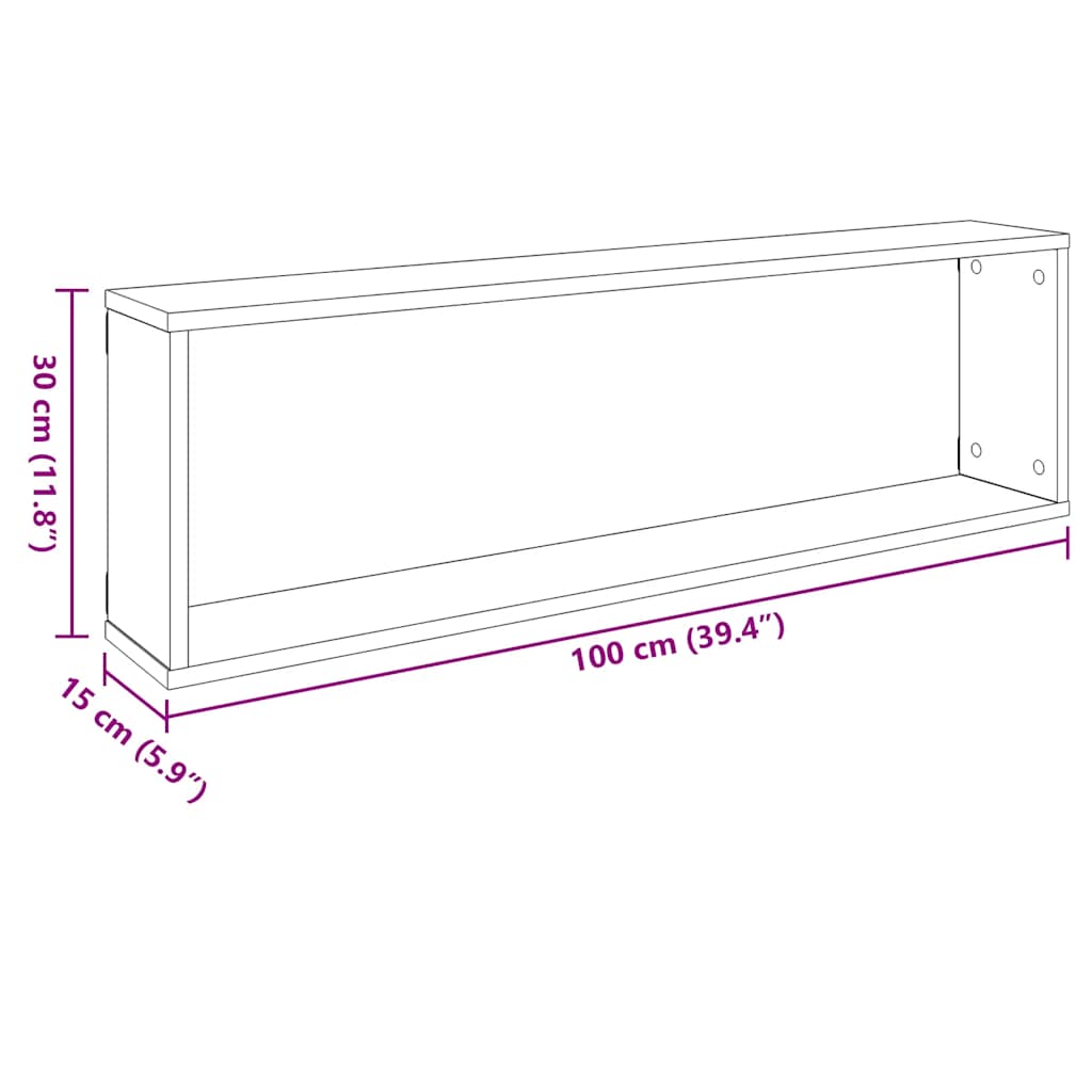 Würfelregale 2 Stk. Sonoma-Eiche 100x15x30 cm Holzwerkstoff
