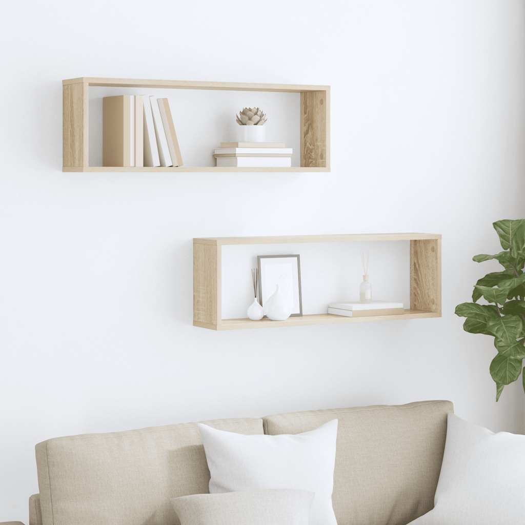 Würfelregale 2 Stk. Sonoma-Eiche 80x15x26,5 cm Holzwerkstoff