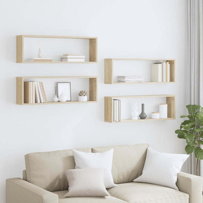 Würfelregale 4 Stk. Sonoma-Eiche 80x15x26,5 cm Holzwerkstoff