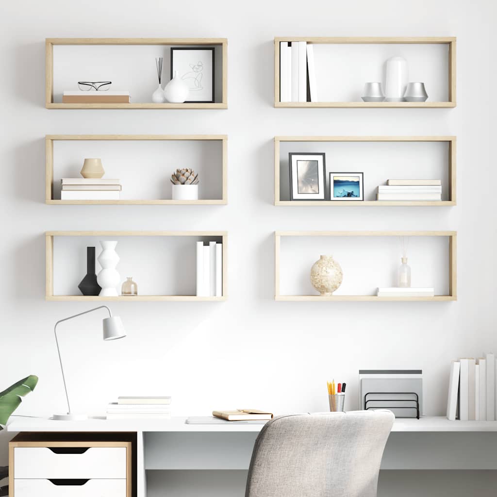 Würfelregale 6 Stk. Sonoma-Eiche 60x15x23 cm Holzwerkstoff