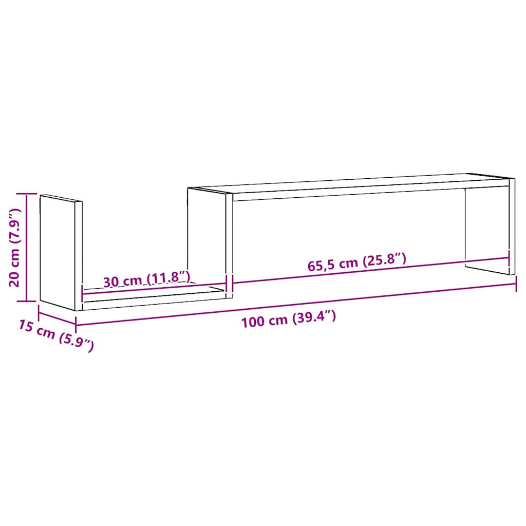 Wandregale 2 Stk. Weiß 100x15x20 cm Holzwerkstoff