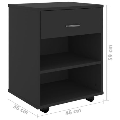 Rollschrank Schwarz 46x36x59 cm Holzwerkstoff