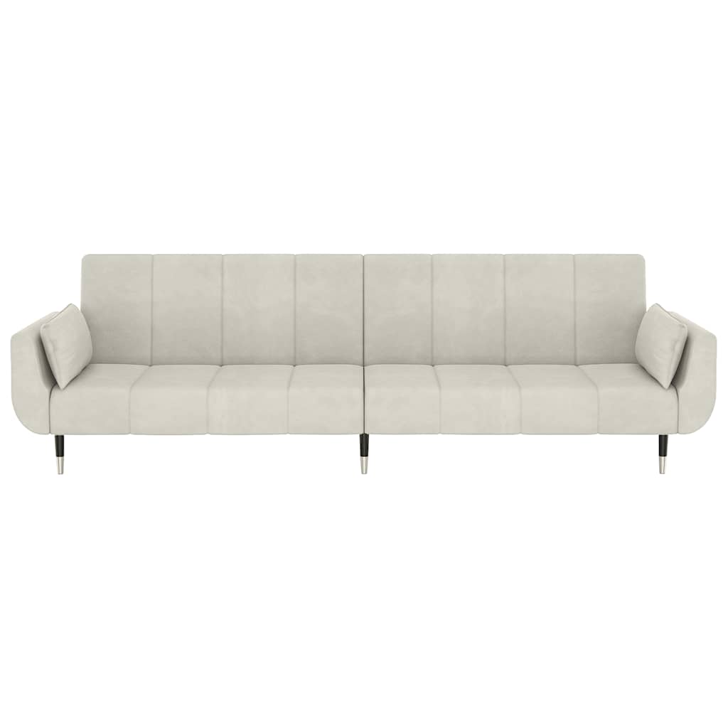 Schlafsofa 2-Sitzer mit 2 Kissen Creme Samt