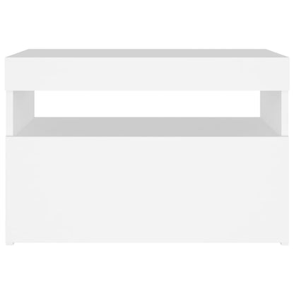 Nachttisch mit LED-Leuchten Weiß 60x35x40 cm Holzwerkstoff