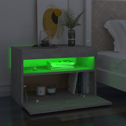 Nachttische mit LED-Leuchten 2 Stk. Betongrau 60x35x40 cm