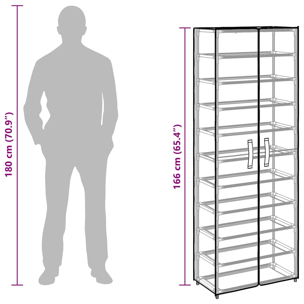 Schuhschrank Creme 60x30x166 cm Stoff