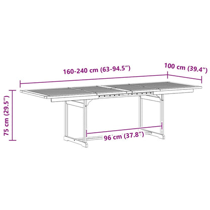 Garten-Esstisch (160-240)x100x75 cm Massivholz Akazie
