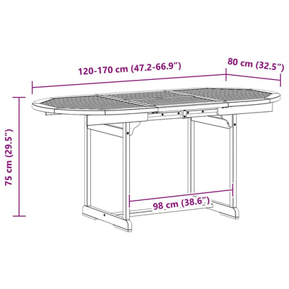 Garten-Esstisch (120-170)x80x75 cm Massivholz Akazie
