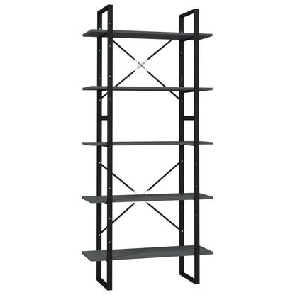Bücherregal 5 Fächer Grau 80x30x175 cm Holzwerkstoff