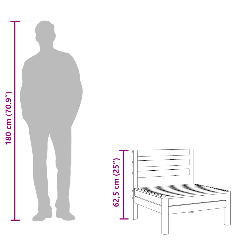 Garten-Mittelsofa Massivholz Kiefer