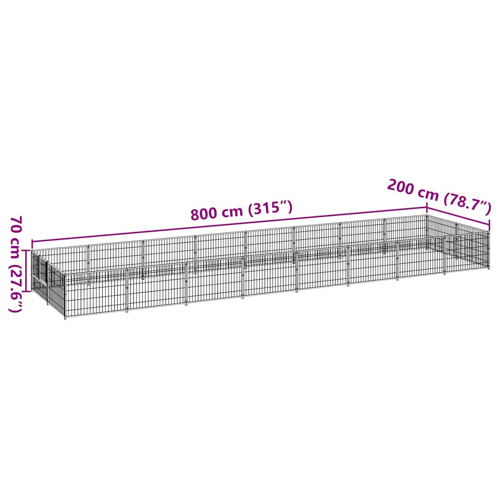 Hundezwinger Schwarz 16 m² Stahl