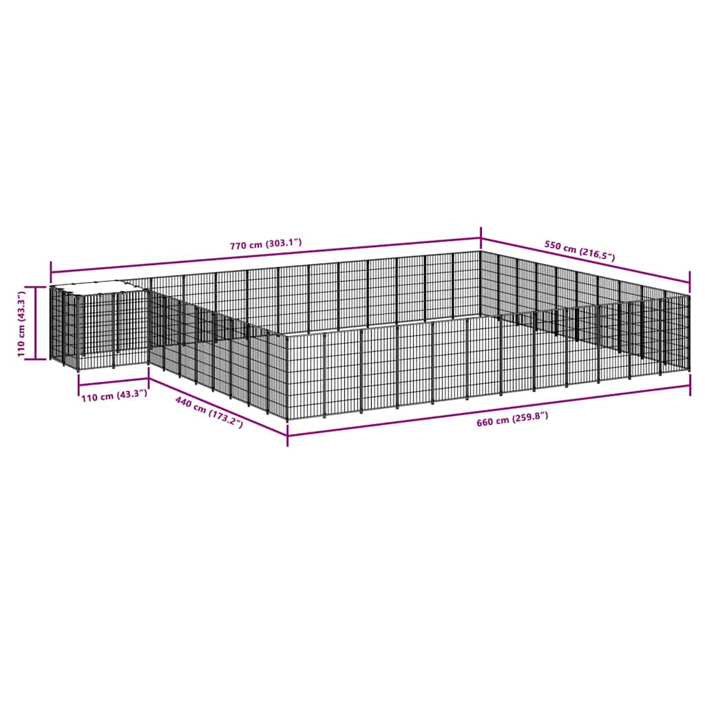 Hundezwinger Schwarz 37,51 m² Stahl