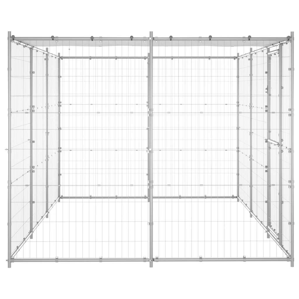 Outdoor-Hundezwinger mit Überdachung Verzinkter Stahl 7,26 m²