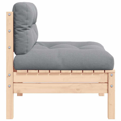 Garten-Mittelsofa mit Grauen Kissen Massivholz Kiefer