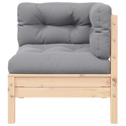 2-Sitzer-Gartensofa mit Grauen Kissen Massivholz Kiefer