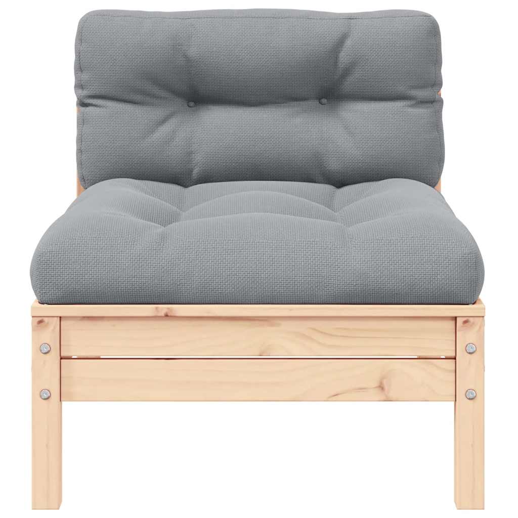 2-Sitzer-Gartensofa mit Grauen Kissen Massivholz Kiefer