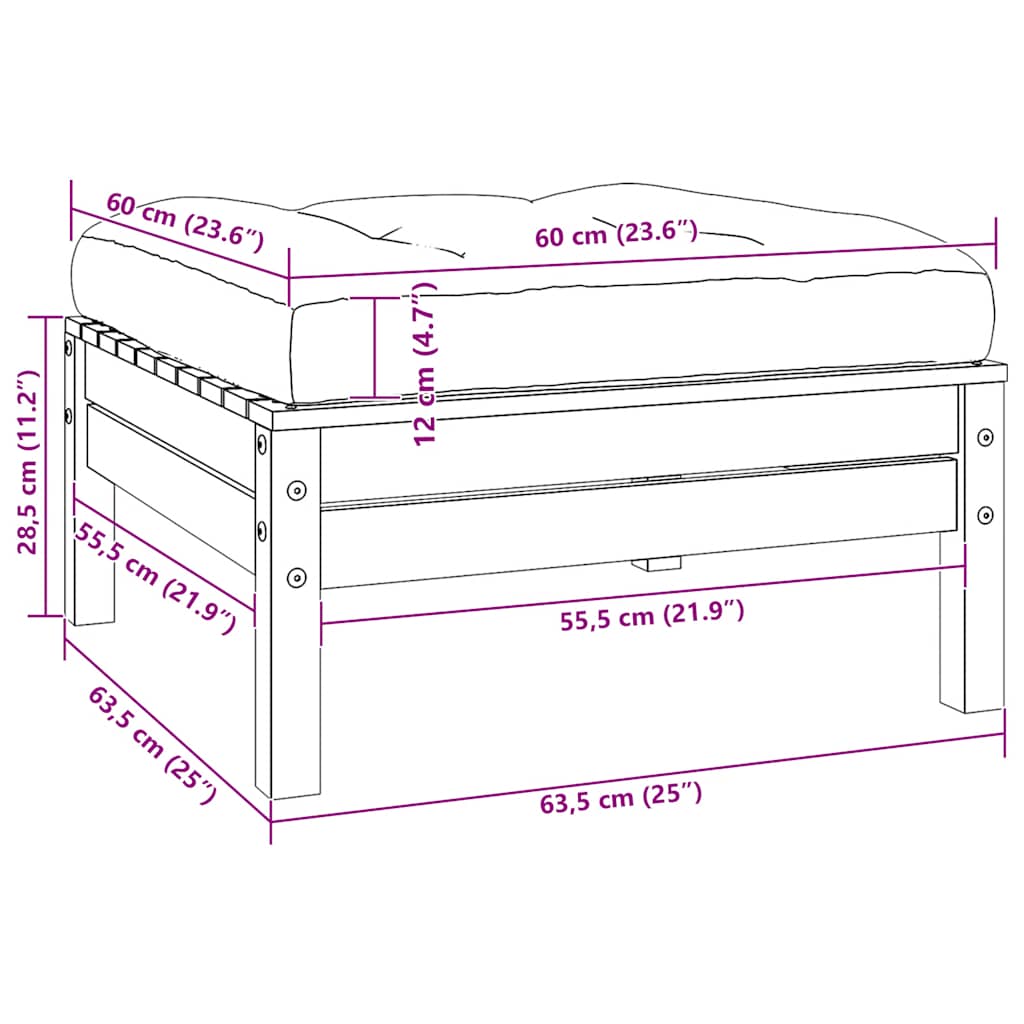 Gartensofa 2-Sitzer mit Kissen in Grau Massivholz Kiefer