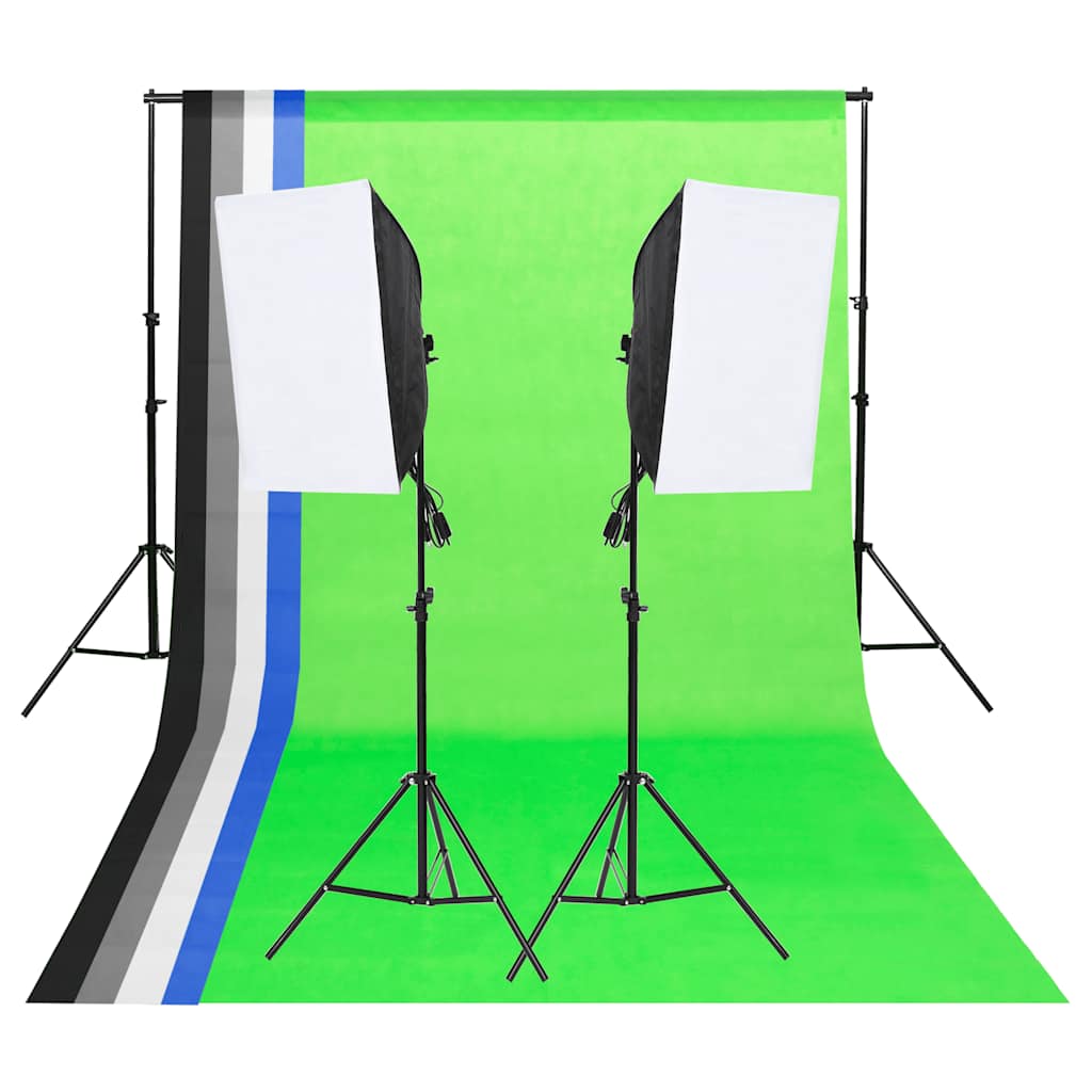 Fotostudio-Beleuchtung-Set mit Hintergründen und Softboxen