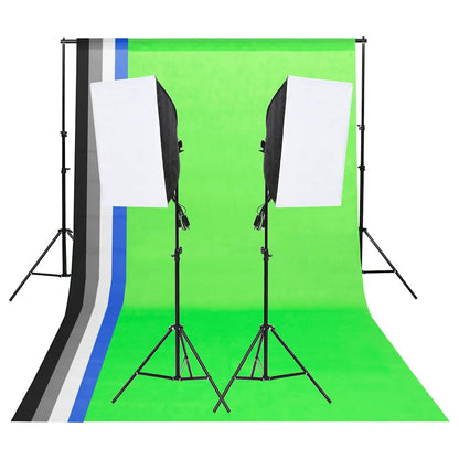 Fotostudio-Beleuchtung-Set mit Hintergründen und Softboxen
