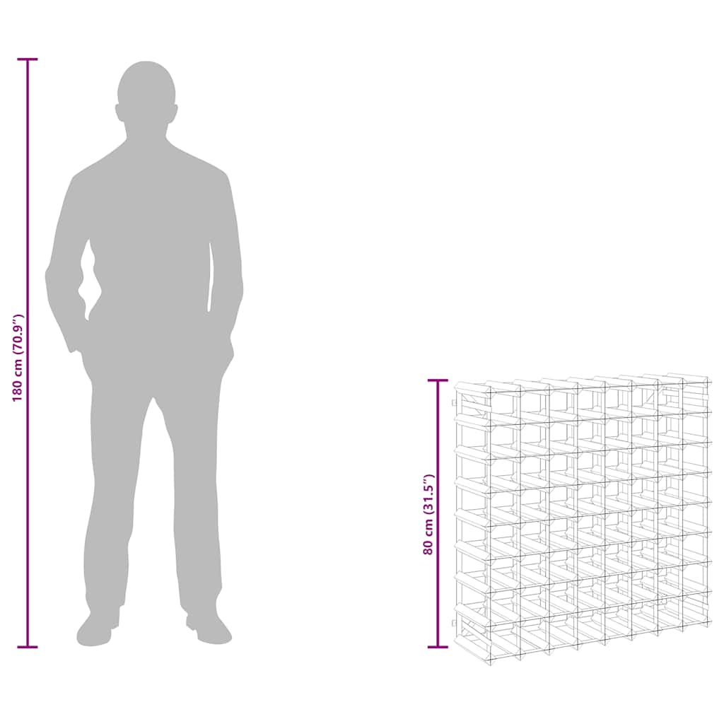 Weinregal für 72 Flaschen Braun Massivholz Kiefer