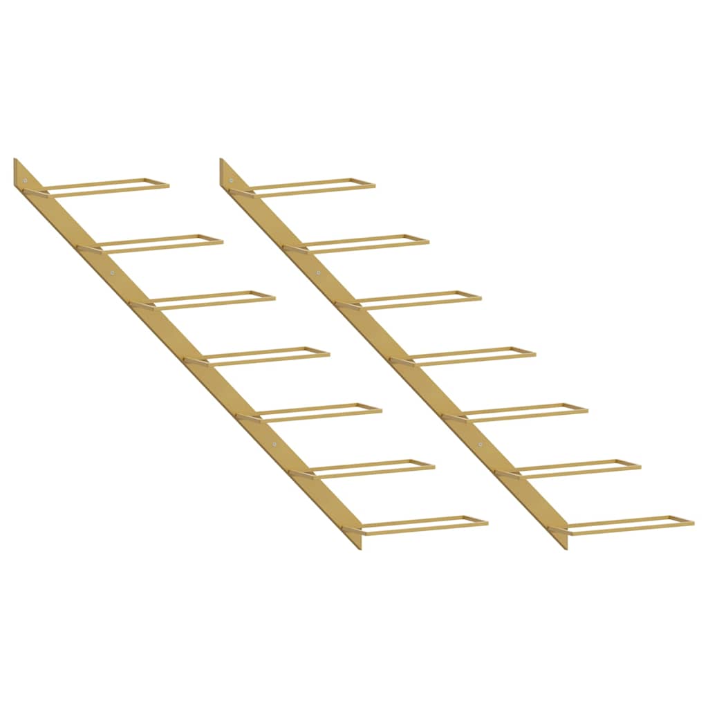 Wand-Weinregale für 7 Flaschen 2 Stk. Golden Metall
