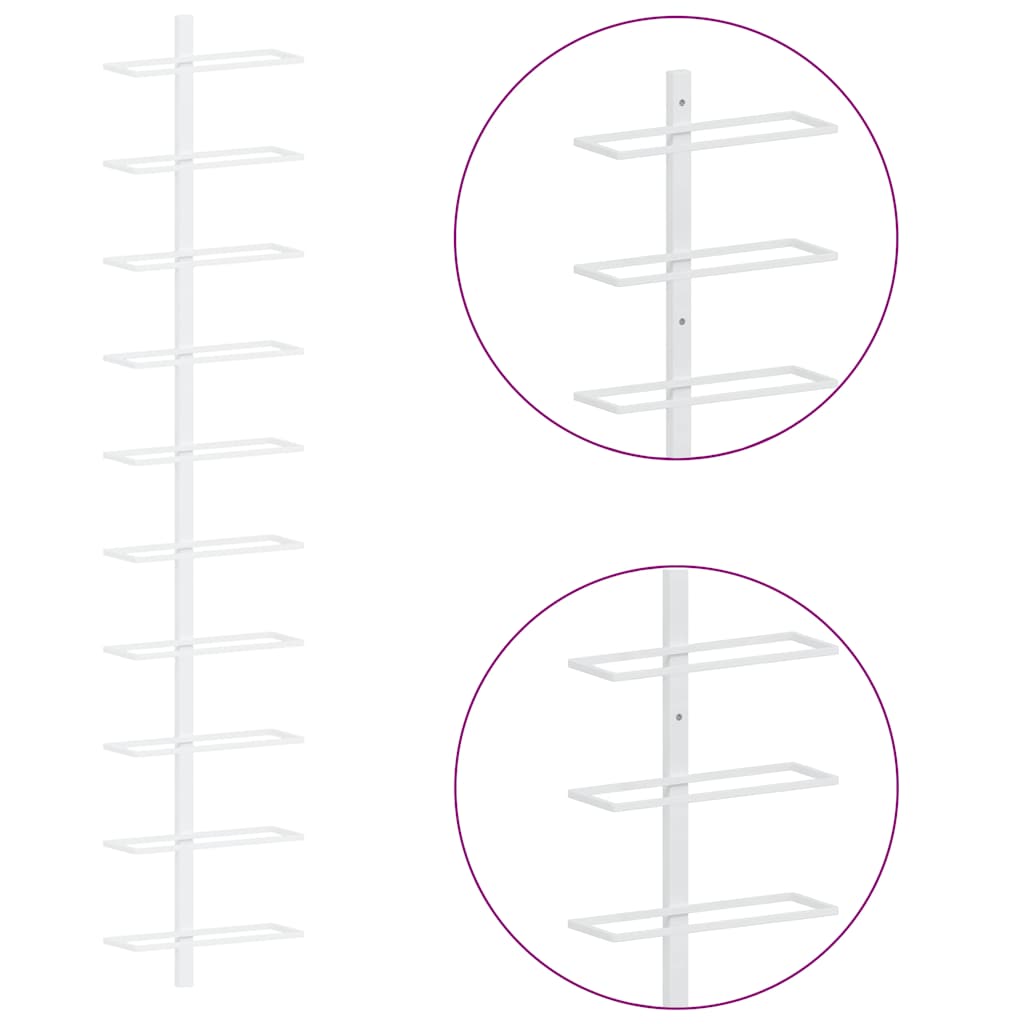 Wand-Weinregale für 10 Flaschen 2 Stk. Weiß Metall