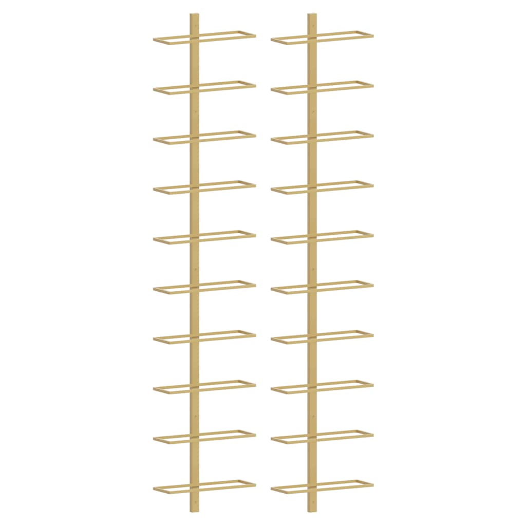 Wand-Weinregale für 10 Flaschen 2 Stk. Golden Metall