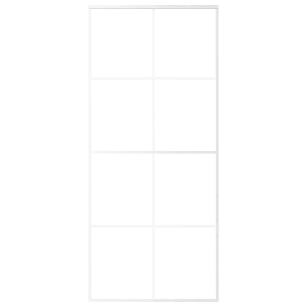 Schiebetür ESG-Glas und Aluminium 90x205 cm Weiß