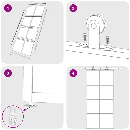 Schiebetür ESG Glas und Aluminium 102,5x205 cm Weiß