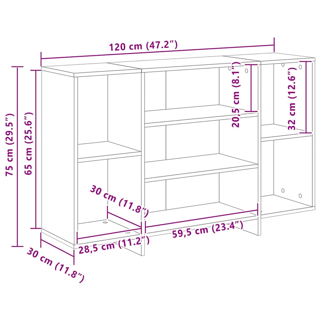 Sideboard Sonoma-Eiche 120x30x75 cm Holzwerkstoff