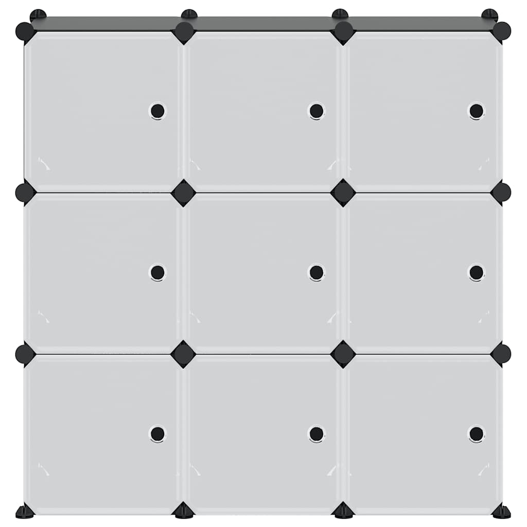 Regalsystem mit 9 Würfeln und Türen Schwarz PP