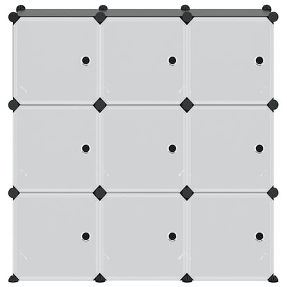 Regalsystem mit 9 Würfeln und Türen Schwarz PP