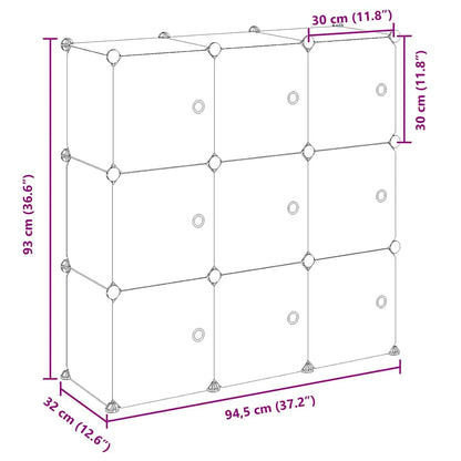 Regalsystem mit 9 Würfeln und Türen Schwarz PP